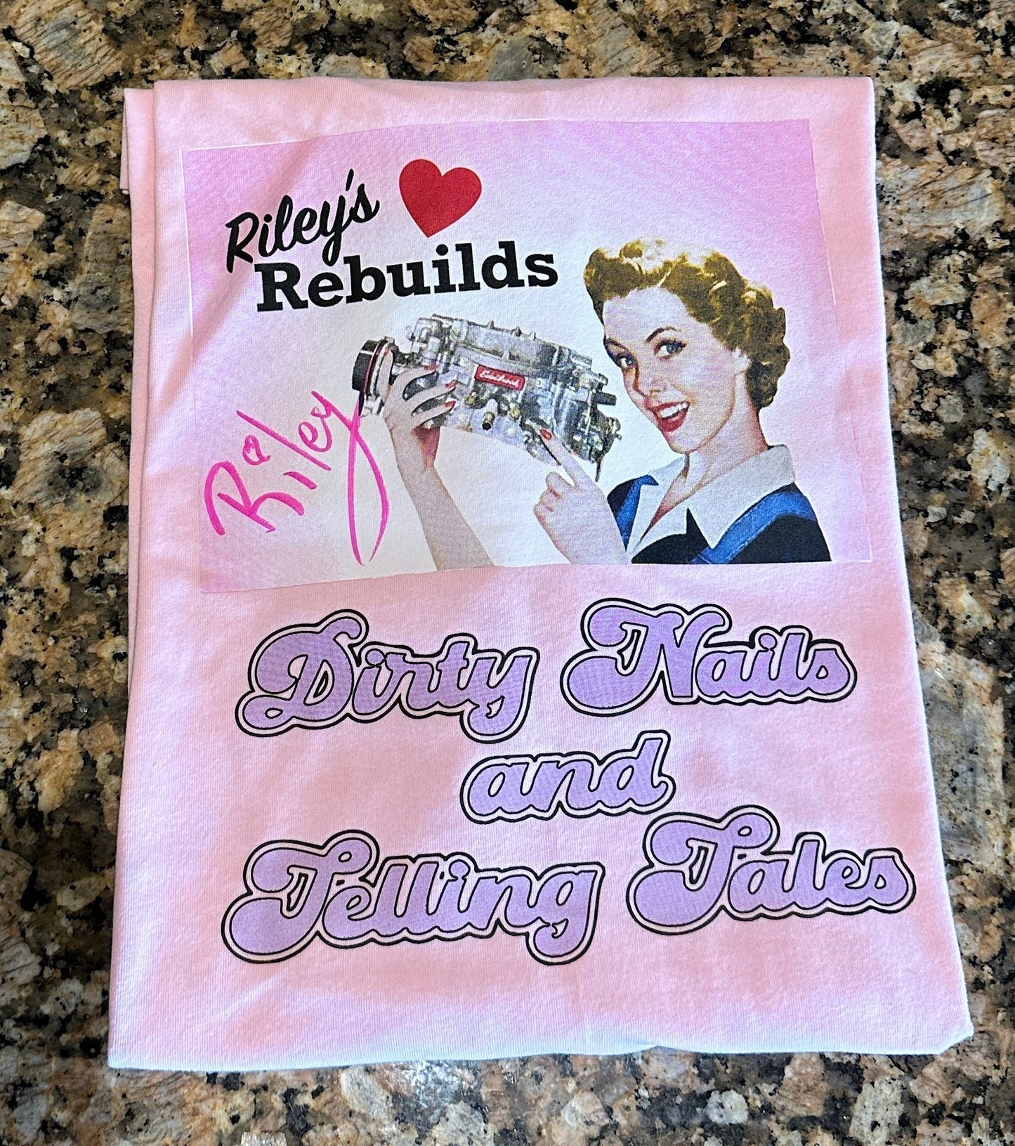 Hand Signed Pink Unisex "Dirty Nails and Telling Tales"